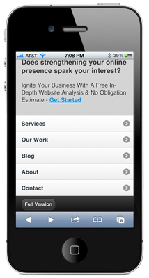 Mobile Version of Website